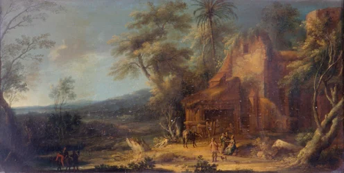 Landskap med ruin