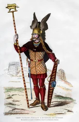 Galliens hövding i stridsdräkt med en standard, 1882-1884.