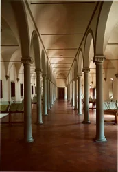 Biblioteket i klostret San Marco (Sankt Markus) i Florens, Italien. Arkitektur av Michelozzo di Bartolommeo Michelozzi, känd som Michelozzo Michelozzi (Florens 1396 - 1472)