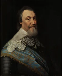 Portrait of Count Axel Oxenstierna (Oxenstjerna) (1583-1654), by Mierevelt, Michiel Jansz. van, Workshop of . Oil on wood. Dimension : 70x60 cm. Nationalmuseum Stockholm