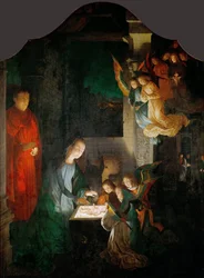 Kristi födelse - Michael Sittow (maitre Michiel) (1460/68-1525). Olja på trä, ca 1510-1520. Mått: 113x84 cm. Konsthistoriska museet, Vienne