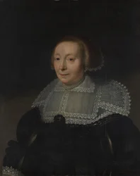 Porträtt av en kvinna med spetskrage, ca. 1632-35.
