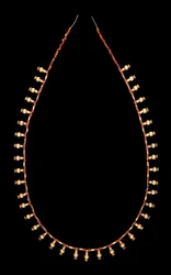 Guldflaska hängen med karneol pärlhalsband
