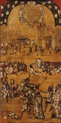 The Conquest of Mexico, Panel IV, c.1696-1715 (måla på trä)