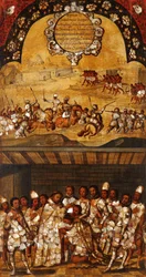 Erövringen av Mexiko, Panel XIX, ca 1696-1715 (måla på trä)
