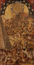 Erövringen av Mexiko, Panel XVI, c.1696-1715 (måla på trä)