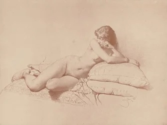 Studie av en liggande kvinnlig nakenmodell, 1885