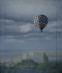 Balloon Over Sheffield (olja på duk)