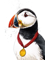 Grattis Puffin on White, 2020