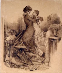 Anna Karenine avec son fils - Illustration till romanen "Anna Karenine"" av Leon Tolstoy