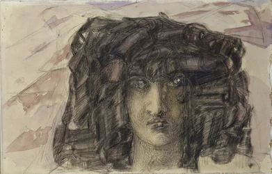 Demons huvud. Illustration till dikten Demonen av Mikhail Lermontov, 1890-1891