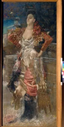 Porträtt av dansaren och skådespelerskan Caroline (Carolina) Otero, känd som La Belle Otero (1868-1965). Courtesan från Belle Epoque. Verk av Mikhail Alexandrovich Vrubel (Vrubel) (1856-1910), pastell på duk