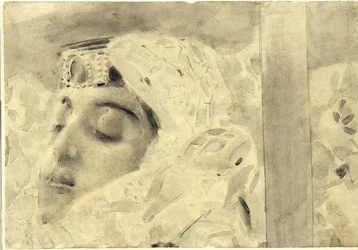 Tamara i kistan. Illustration till dikten Demonen av Mikhail Lermontov, 1890-1891