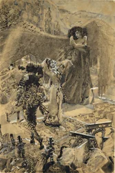 Tamaras dans. Illustration till dikten Demonen av Mikhail Lermontov, 1890-1891