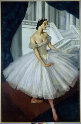 Porträtt av ballerinan Anna Pavlova (1881-1931) (The Ballerina Anna Pavlova) - Målning av Alexandre Evguenievitch Jacovieff (Alexander Yevgenyevich Yakovlev or Iacovieff) (1887-1938), olja på duk (190x121,5 cm)
