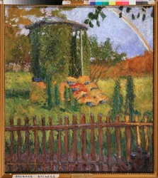 A Garden Arbor - Målning av Mikhail Nikolayevich Yakovlev (1880-1942), olja på duk