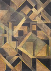 Abstrakt komposition med kristallina former, ca. 1920.