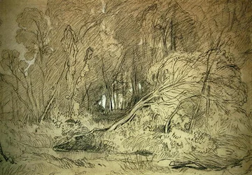 A Clearing in a Wood (svartvit krita på papper)