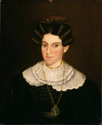 Kvinna i svart klänning, ca. 1835-1840