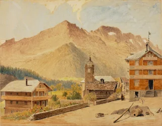 Champery och berget Bounaveau, Schweiz