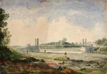 Hängbro över Arno, nära Cascine, Forence