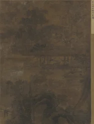 Landskap: två män i en paviljong under träd