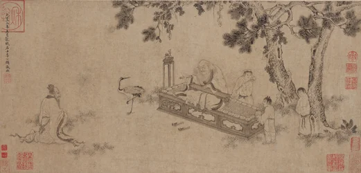 Laozi Deliving the Daodejing (bläck på papper)