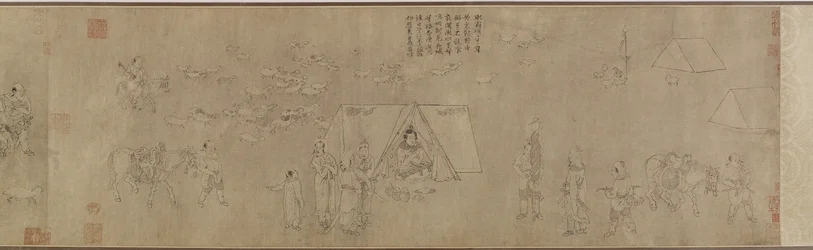Cai Wenjis fångenskap, 1300-1400-talet (bläck på papper)
