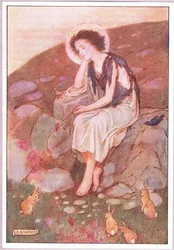 Det var den lilla grå vägen under vilken hans ögon var fästa (färg litho)