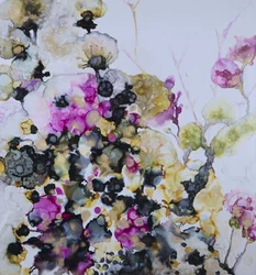 Abstrakta blommor i rosa guld