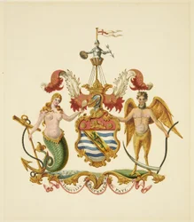 Arms of the Society of Merchant Venturers, c.1830 (penna och akvarell på papper)