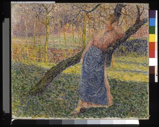 Woman In A Meadow (olja på duk)