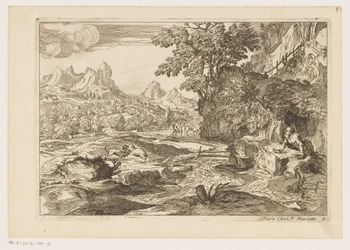 Landskap med Saint Jerome med två kämpande lejon Landskap efter Titian (serietitel)