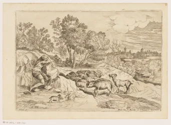 Landskap med tre herdar som vilar med en flock Landskap efter Titian (serietitel)