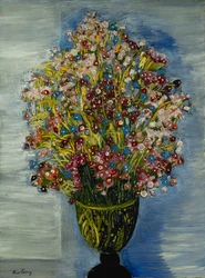 Blommor i en grön vas; Fleurs dans un Vase Vert