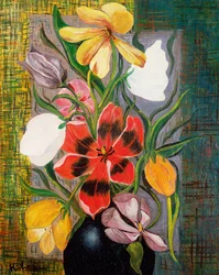 Vas med blommor, ca 1916 (olja på duk)