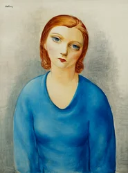 Ung kvinna i blå blus; Jeune Femme au Corsage Bleu, ca 1925 (olja på duk)