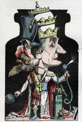 Allegorie du Concordat (tecken mellan Pius VII och Bonaparte) från 1801 representerad av Moloch som en kompressionsanordning med Napoleon III och påven