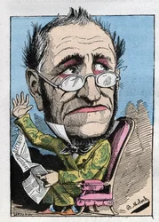 Allegori över en kurator från 1800-talet i "" Le Trombinoscope"" av Touchatout, tecknad av B. Moloch från 1882 (1849-1909). Privat samling.
