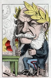 Porträtt av Vilhelm I (1797-1888), kung av Preussen och kejsare av Tyskland i "Trombinoskopet"" av Touchatout, karikatyr av B. Moloch från 1882 (1849-1909). Privat samling.