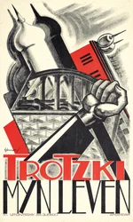 Affisch med reklam för Leon Trotskijs självbiografi "Mitt liv" (1930)