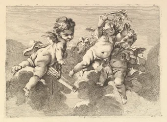 Tre barn i moln, 1700-talet.