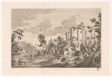 Landskap med ruin