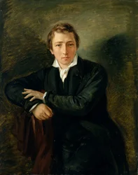 Porträtt av Heinrich Heine (1797-1856) 1831 (olja på papper på duk)