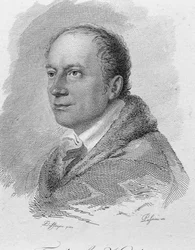 Porträtt av Friedrich Kind, graverad av Passini (gravyr)