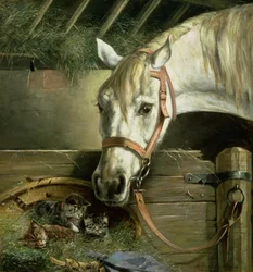 Häst och kattungar, 1890