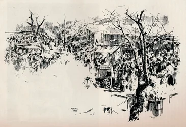 En gatuscen i Asakusa, c1897