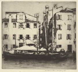 Båtar på en kanal, venetiansk ö