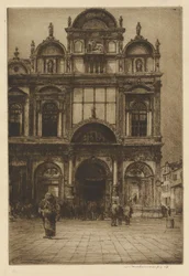 Fasad av Scuola di San Marco, Venedig