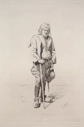 Man med käpp.